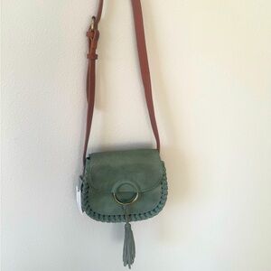 Anthropologie Green and Brown Crossbody Bag